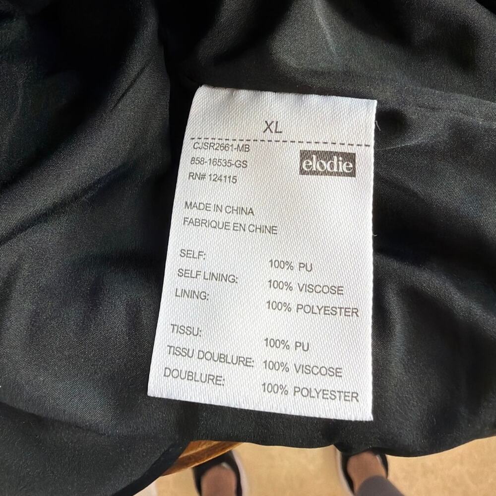 Elodie Black Asymmetrical Belted Moto Faux Leather Jacket XL - Picture 9 of 10